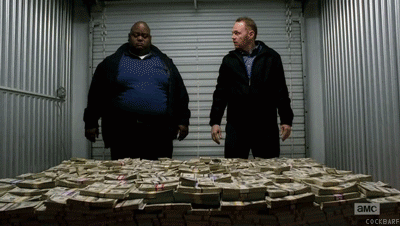 breaking bad lying on the pile of money