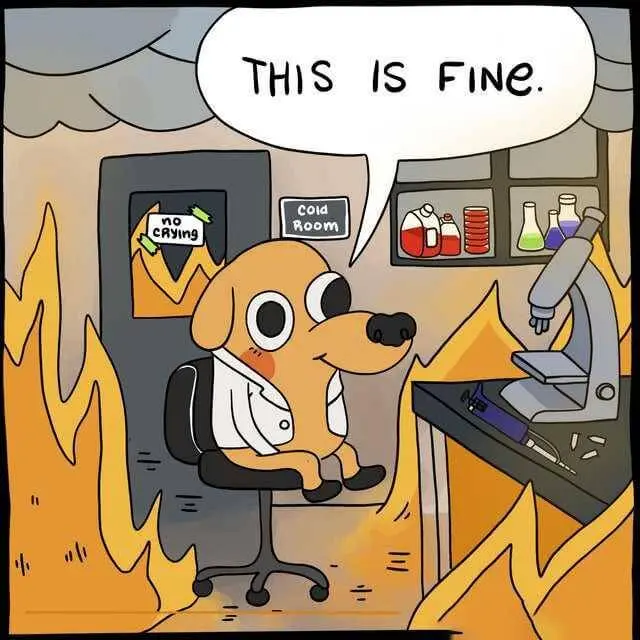 this is fine - fire meme