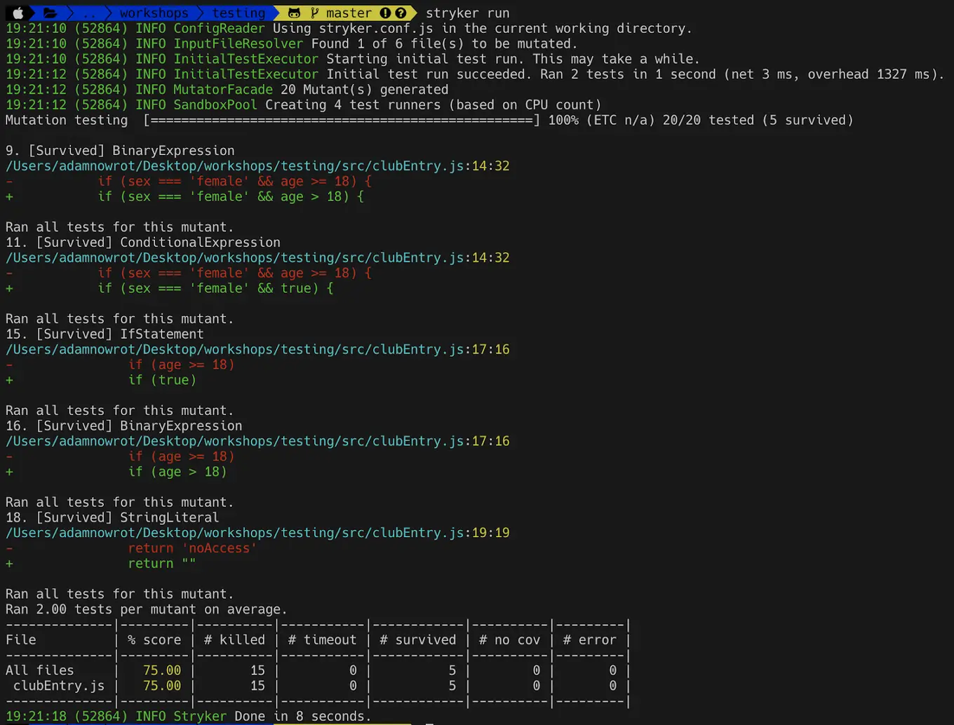 mutation testing code