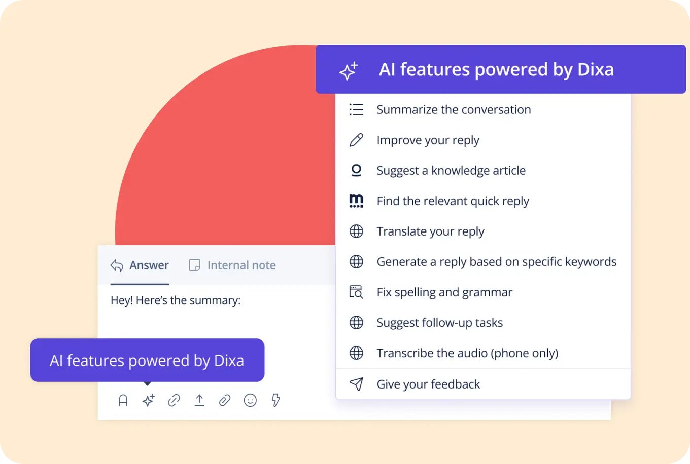 Dixa uses AI to help agents quickly find the knowledge they need to provide the best answers