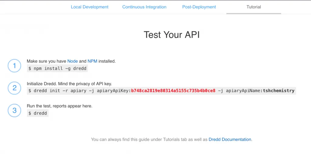 A screenshot from Dredd – simple API testing framework.