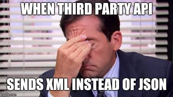 when third party API sends xmlinstead of json meme guy with a facepalm