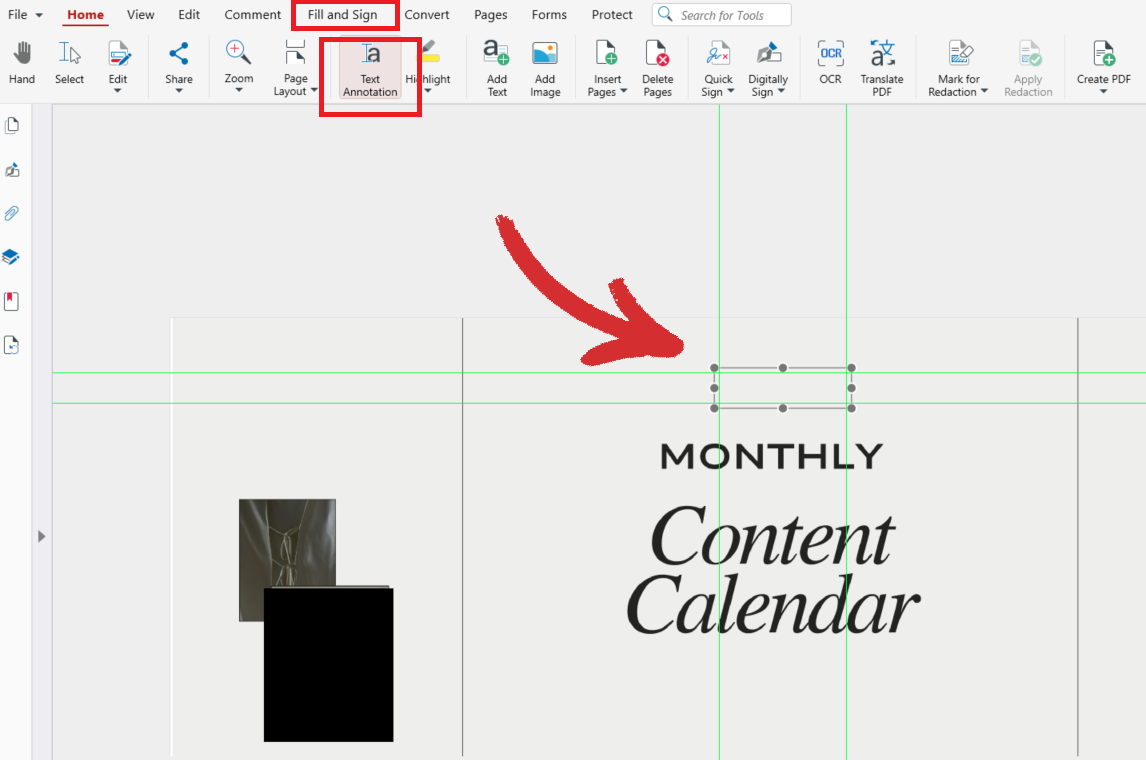 Placing a Text Annotation box on a flat PDF form in MobiPDF