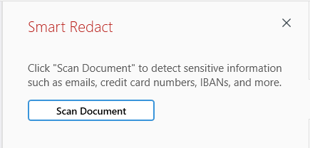 Smart Redact panel with a Scan Document button