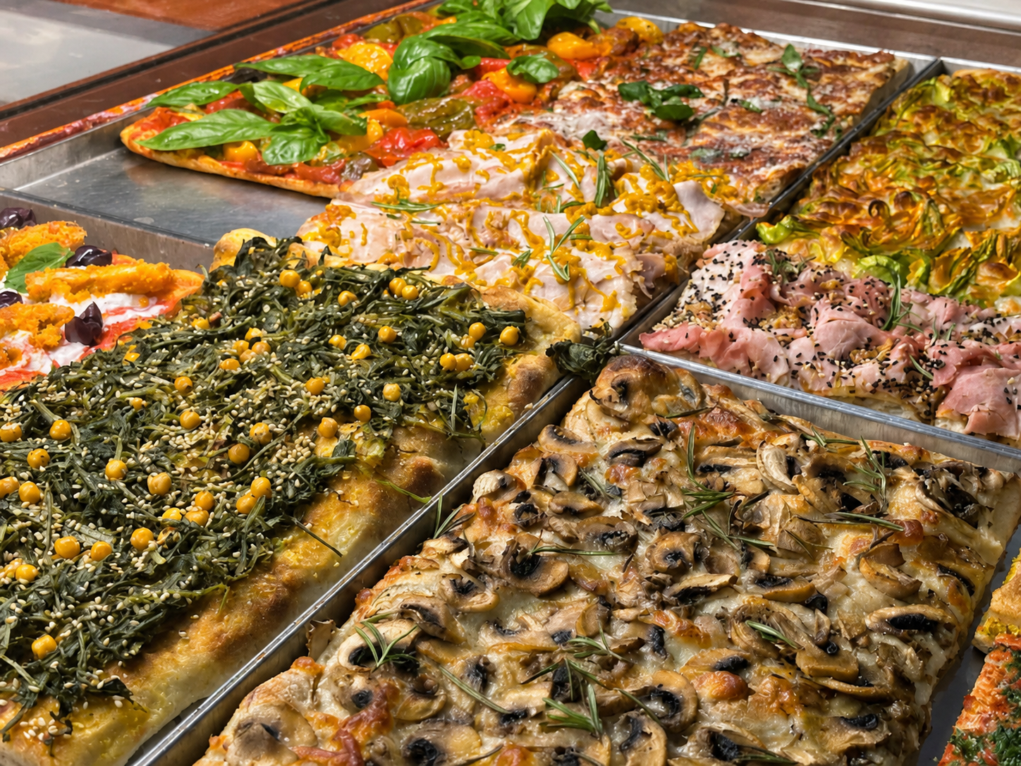 Teglia di pizza Ruver appena sfornata