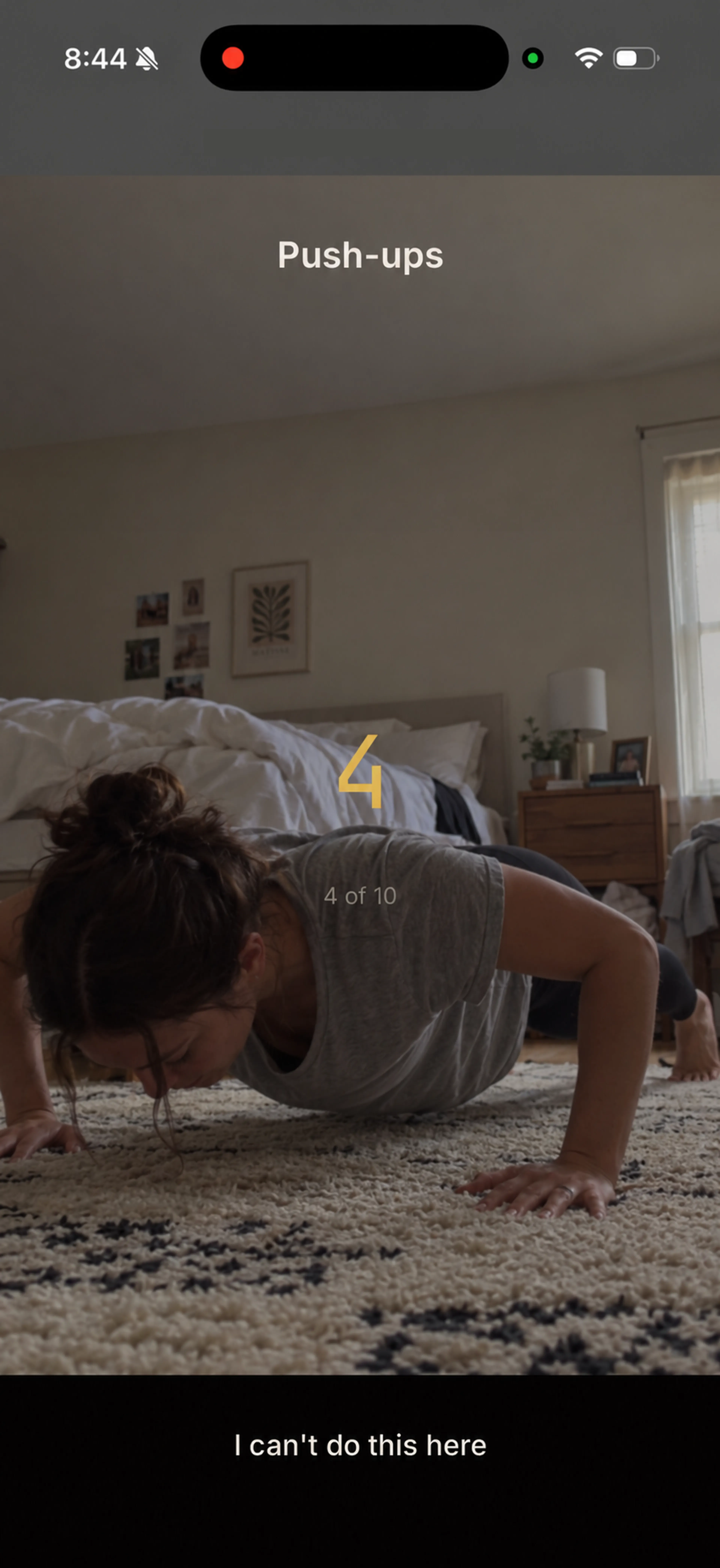 Waky counting push-ups with the camera