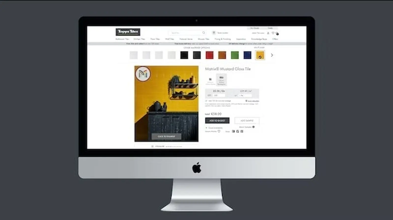 Topps Tiles product page on a desktop screen