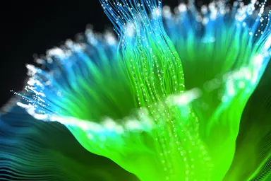 Abstract scientific network representing a global community of experts supporting science and innovation.