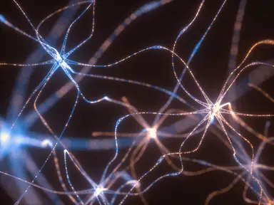 Abstract molecular network illustration with interconnected strands and glowing nodes representing molecular biology, reagent development and diagnostic assay workflows