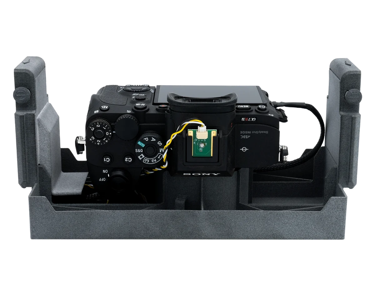 Drone surveying equipment | DeltaQuad Evo mapping | Side view of camera in mount