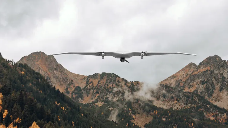 Long range drone | DeltaQuad Evo ascending near mountain