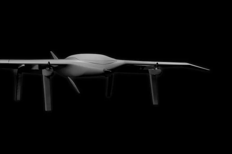 Commercial drone Drones for Commercial Use | DeltaQuad Evo Enterprise | Studio shot of a drone in a studio setting with a black background