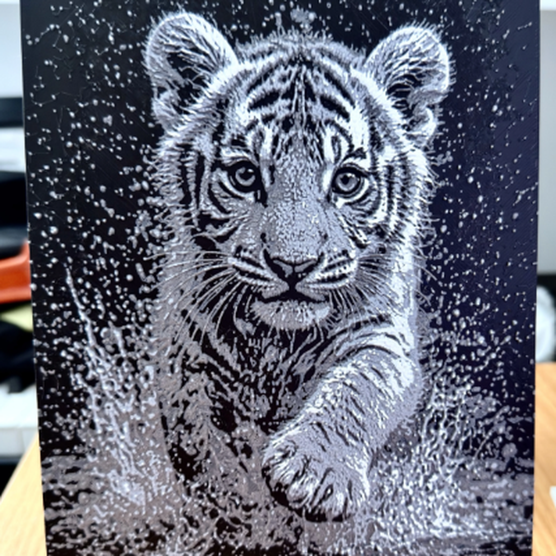 Baby Tiger HueForge printed by TKA Custom Printing