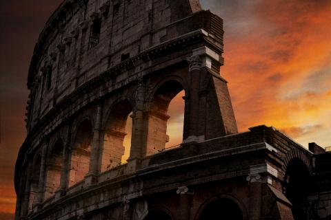The Colosseum at sunset.