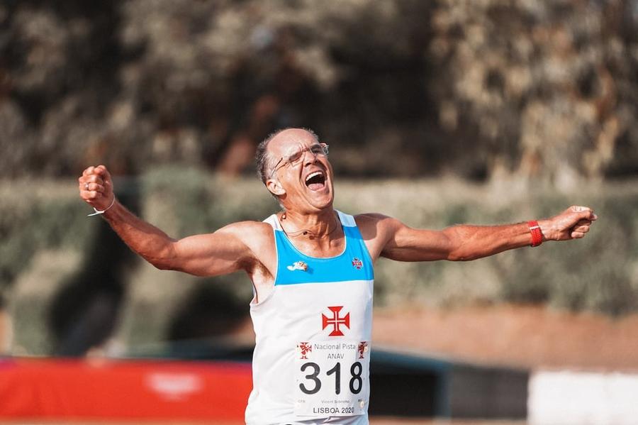 Man celebrating the end of a race