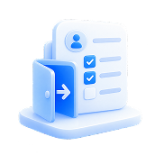 Illustration of an employee checklist and an exit door for terminations