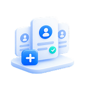 Illustration of employee profile cards with a plus icon for new hires