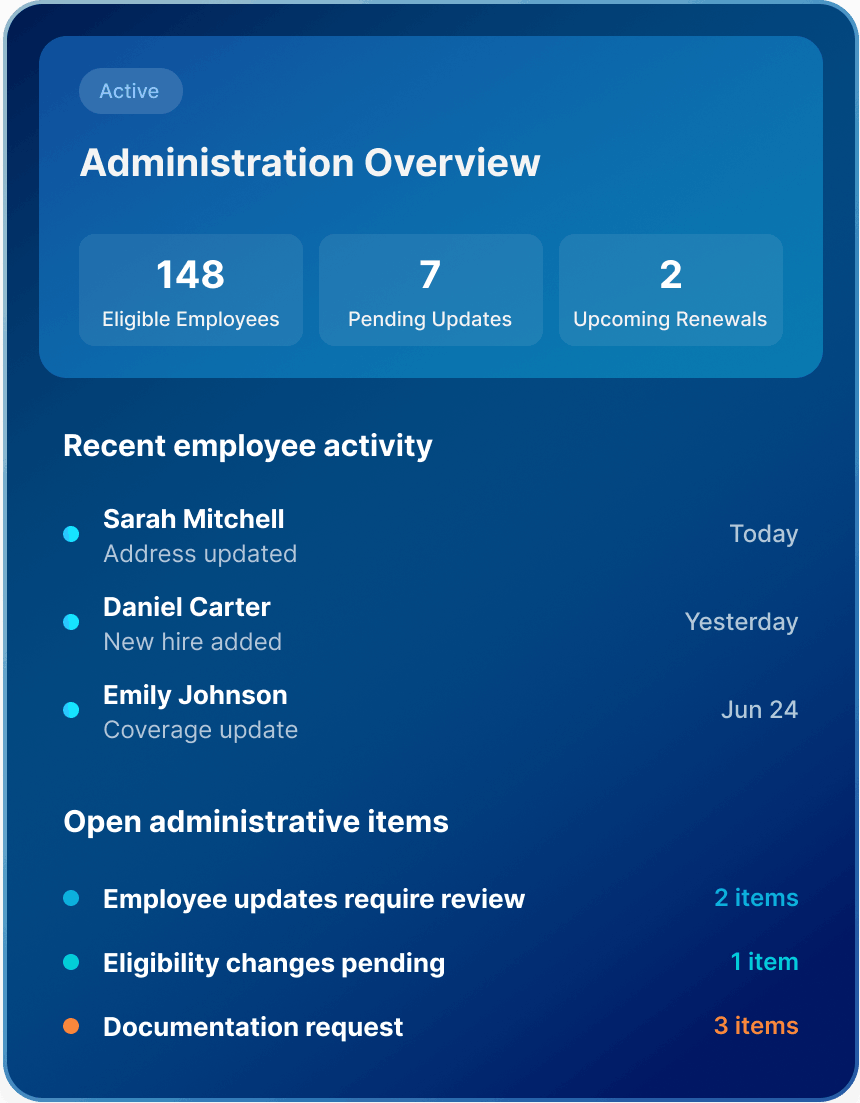Image of administration overview tab