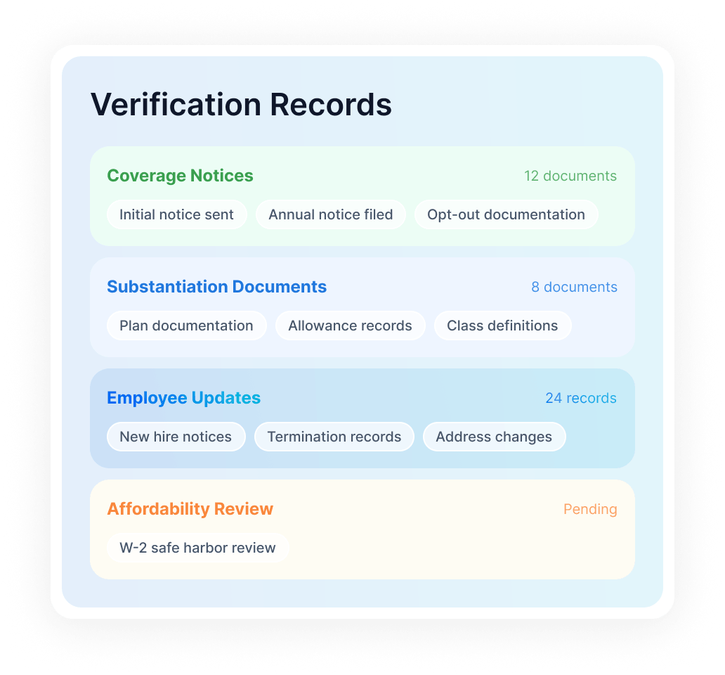 Maintain verification records