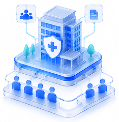 Hospital surrounded by users