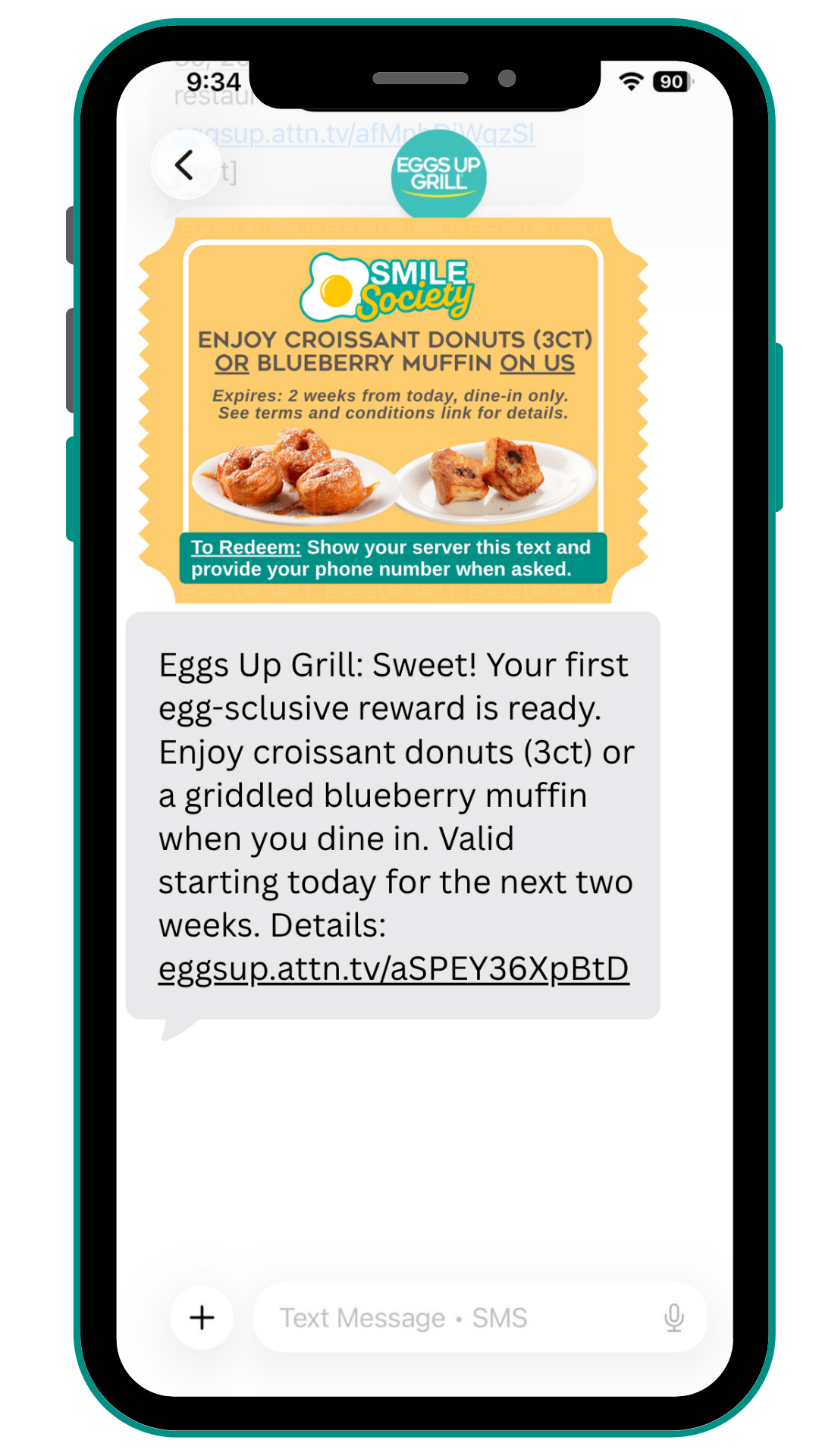 Gold Ticket text message