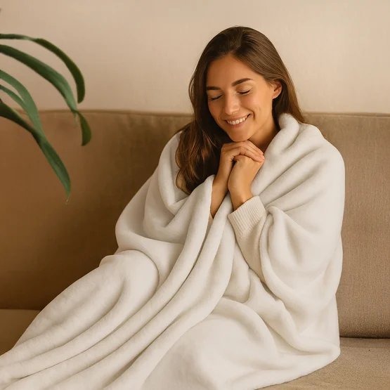 Baumwoll-Plüschdecke Cotona-Natura aus 100 % Bio-Baumwolle