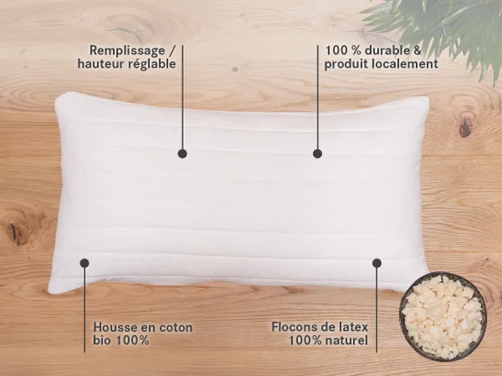 Oreiller en flocons de latex Hevea d'allnatura - merveilleusement moelleux et offrant un soutien ponctuel