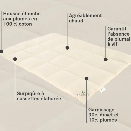 Couette en duvet Ansara - couette d'hiver douillette, chaude et légère, avec des propriétés isolantes optimales