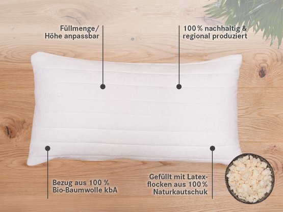 Latexflocken-Kopfkissen Hevea von allnatura - herrlich knuddelig und punktelastisch stützend