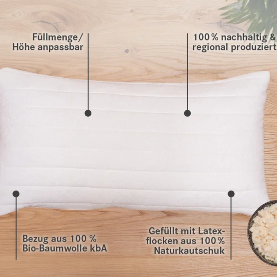 Latexflocken-Kopfkissen Hevea von allnatura - herrlich knuddelig und punktelastisch stützend