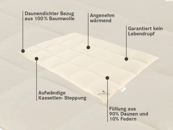 Daunen-Bettdecke Ansara - mollig warme, federleichte Winterdecke mit optimalen Isolationseigenschaften