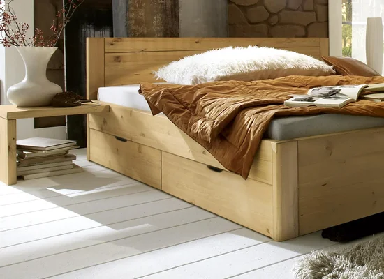 Unser Schubkastenbett Mascella aus Kiefernholz