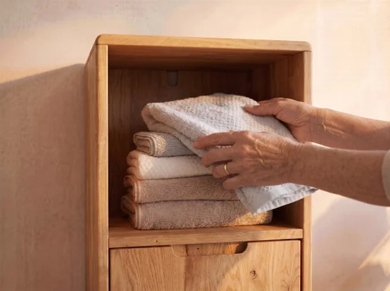 Badschrank Miora aus massiver Wildeiche - ein guter Start in den Tag!