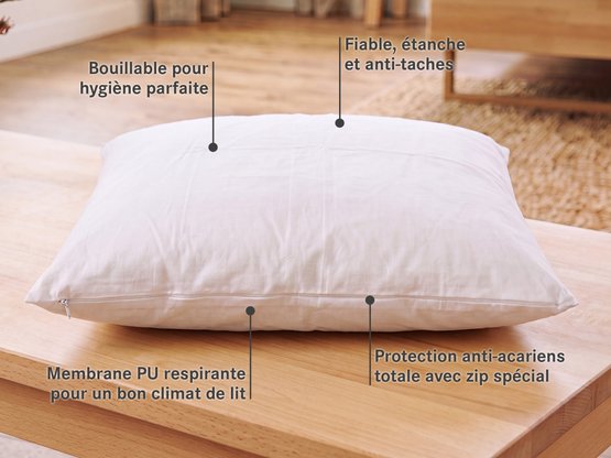 Housse oreiller anti-acariens « Amparo » – facile d'entretien pour peaux sensibles
