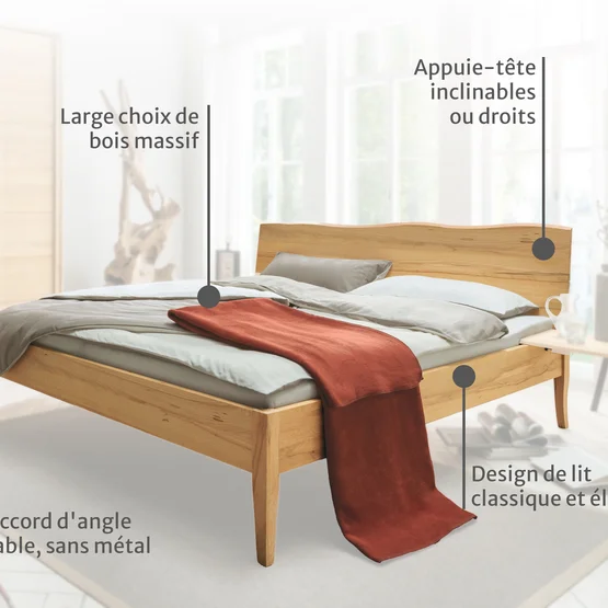 Lit en bois massif Ravenna - conception précise et fonctionnelle