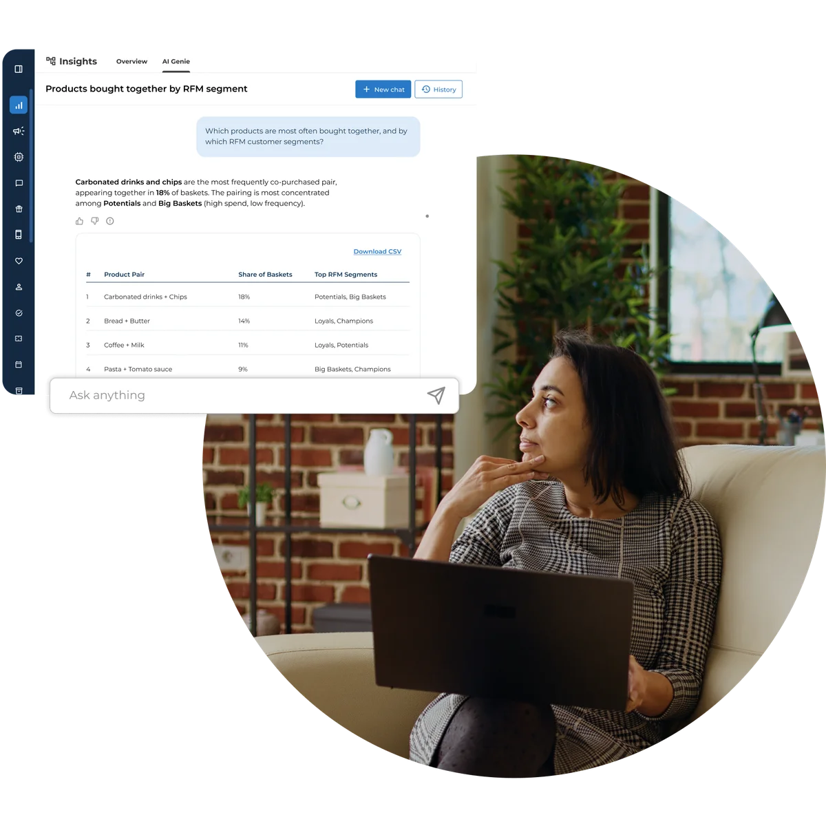Simply ask to explore your loyalty data with AI. This enables you to better personalise and target your incentives.