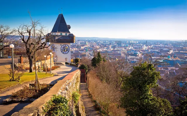 The clock tower above Graz.