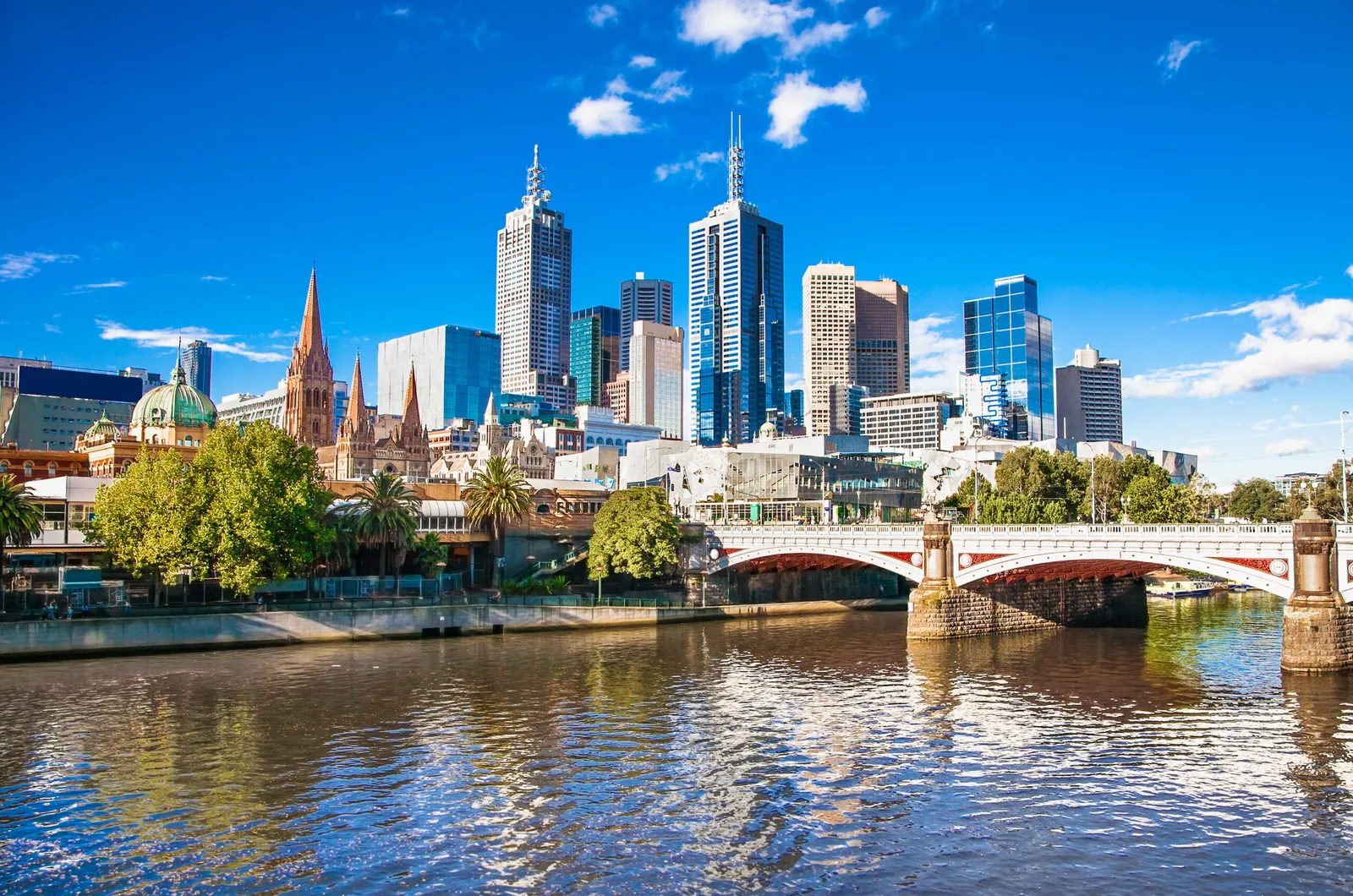 The Melbourne skyline across the Yarra.