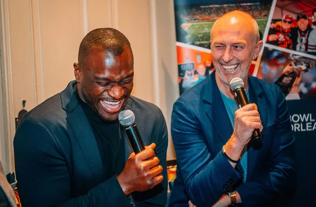 Neil Reynolds with special guest Efe Obada at the hosted drinks evening