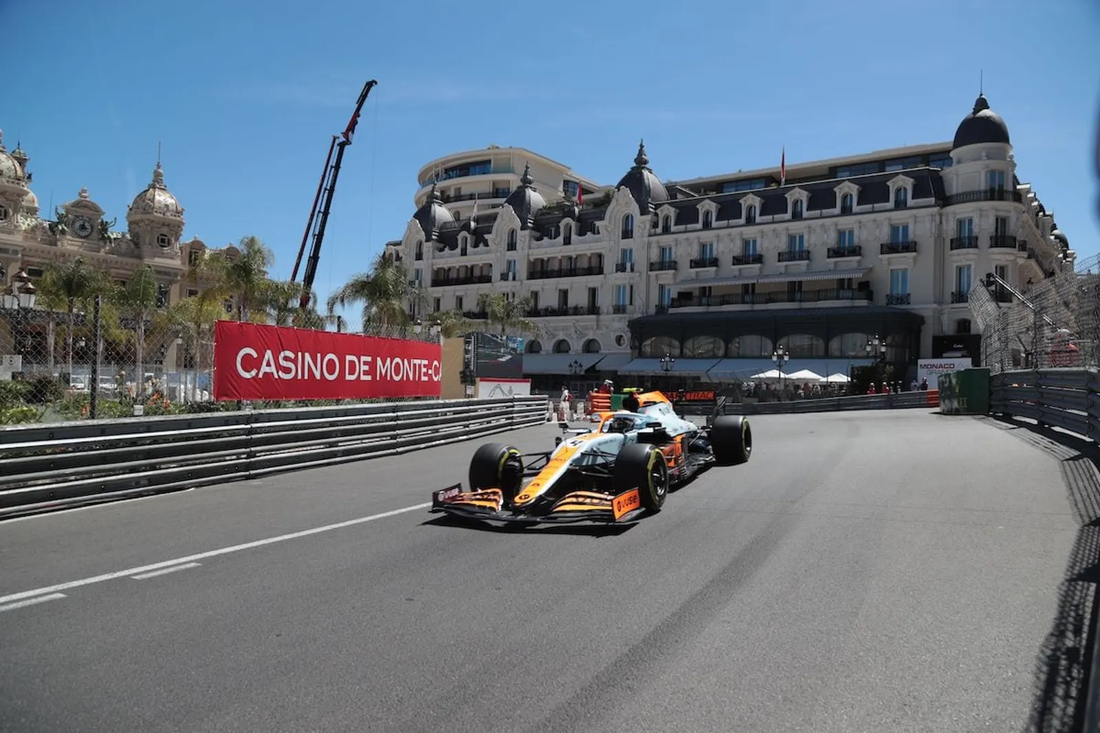 A Formula 1 car passing the Casino de Monte-Carlo.