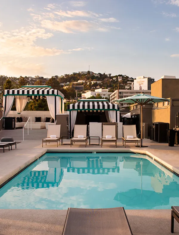 Cabanas on the pool deck.