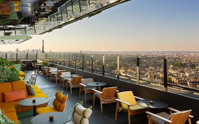 The rooftop terrace at the Pullman Paris Montparnasse.