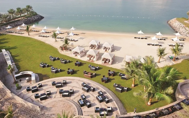 A beach club on Yas Island from above.