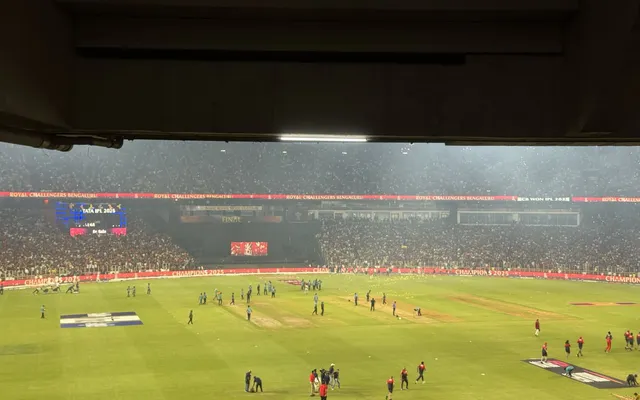 Confetti on the pitch after the IPL Final