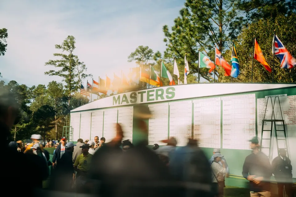 The Masters scoreboard at Augusta National