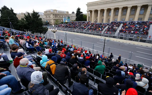 A grandstand on the Baku City Circuit.