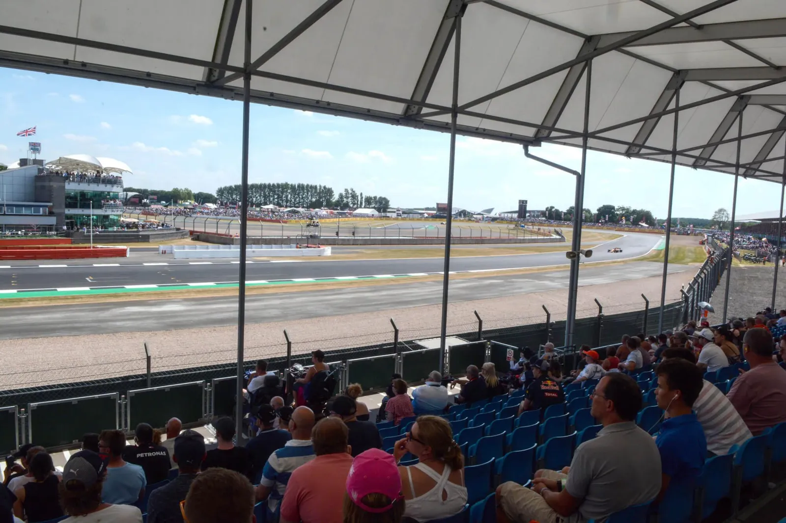 The Woodcote grandstand at Silverstone.