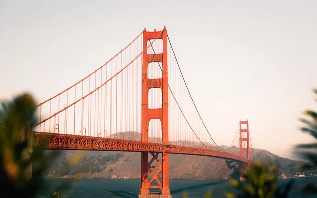 The Golden Gate Bridge at golden hour