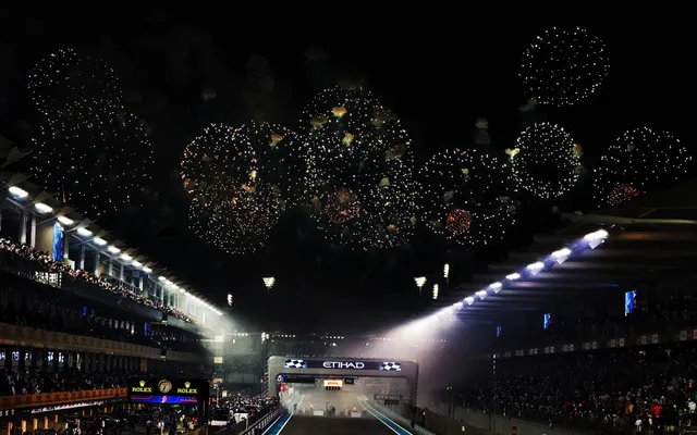 Fireworks over the Yas Marina Circuit.
