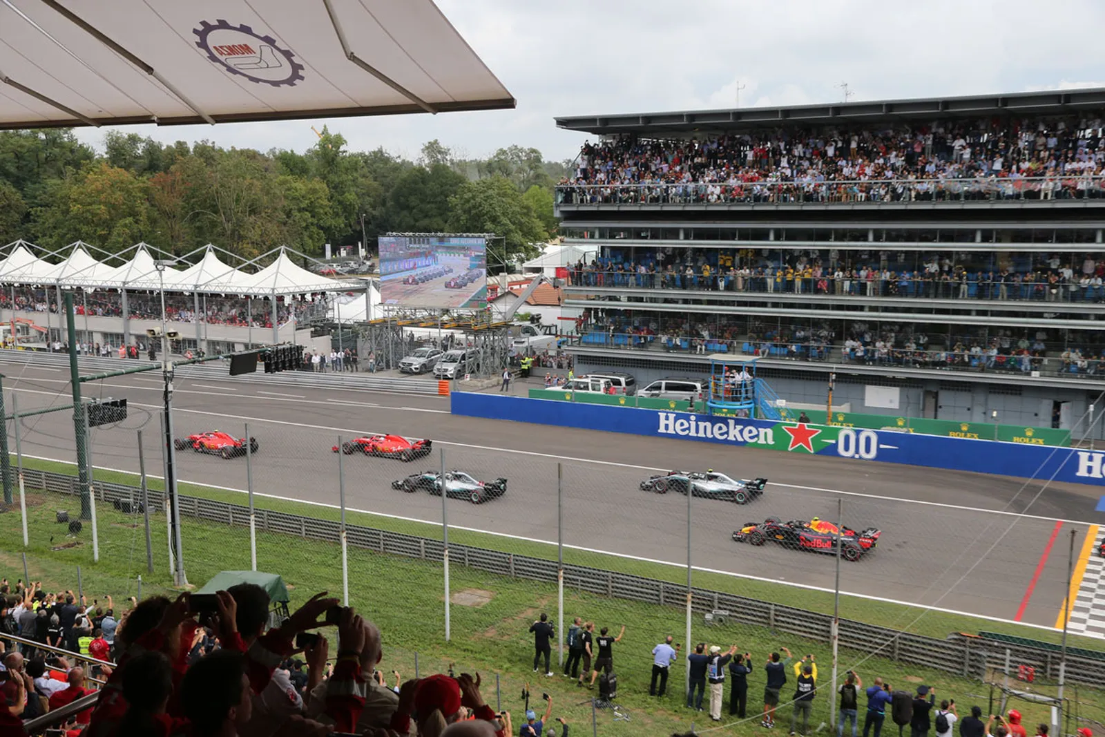 The grid at Monza from the grandstand.